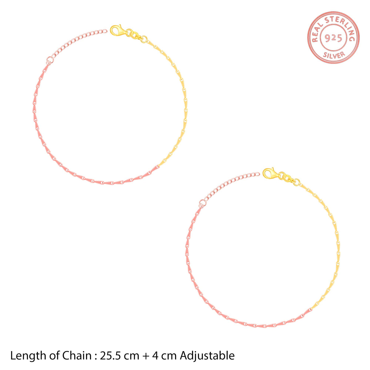 Rose Gold And Golden Dual Tone Elegance Anklet