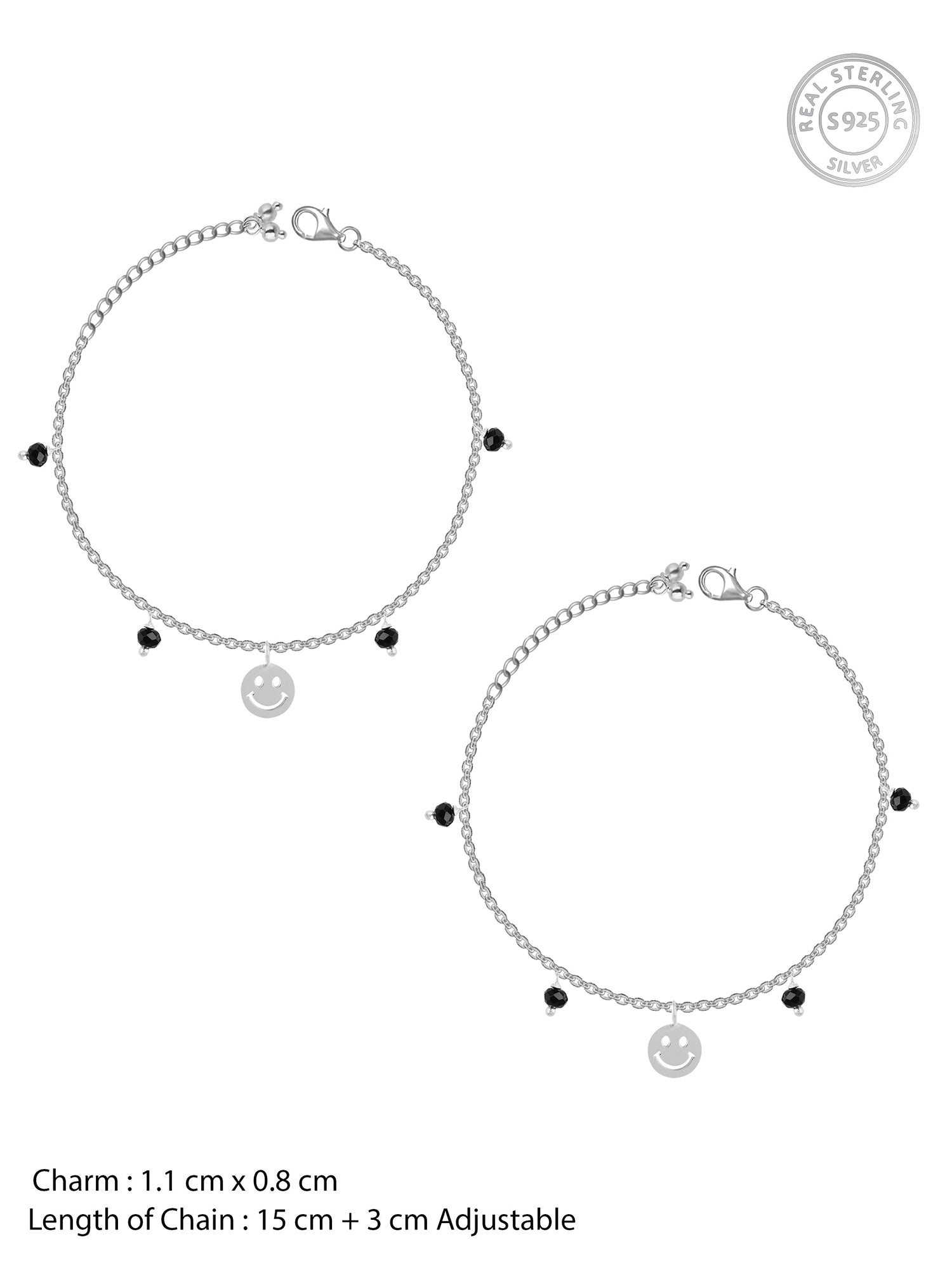 Silver Smiling Face Kids Anklet (1-3 yrs)