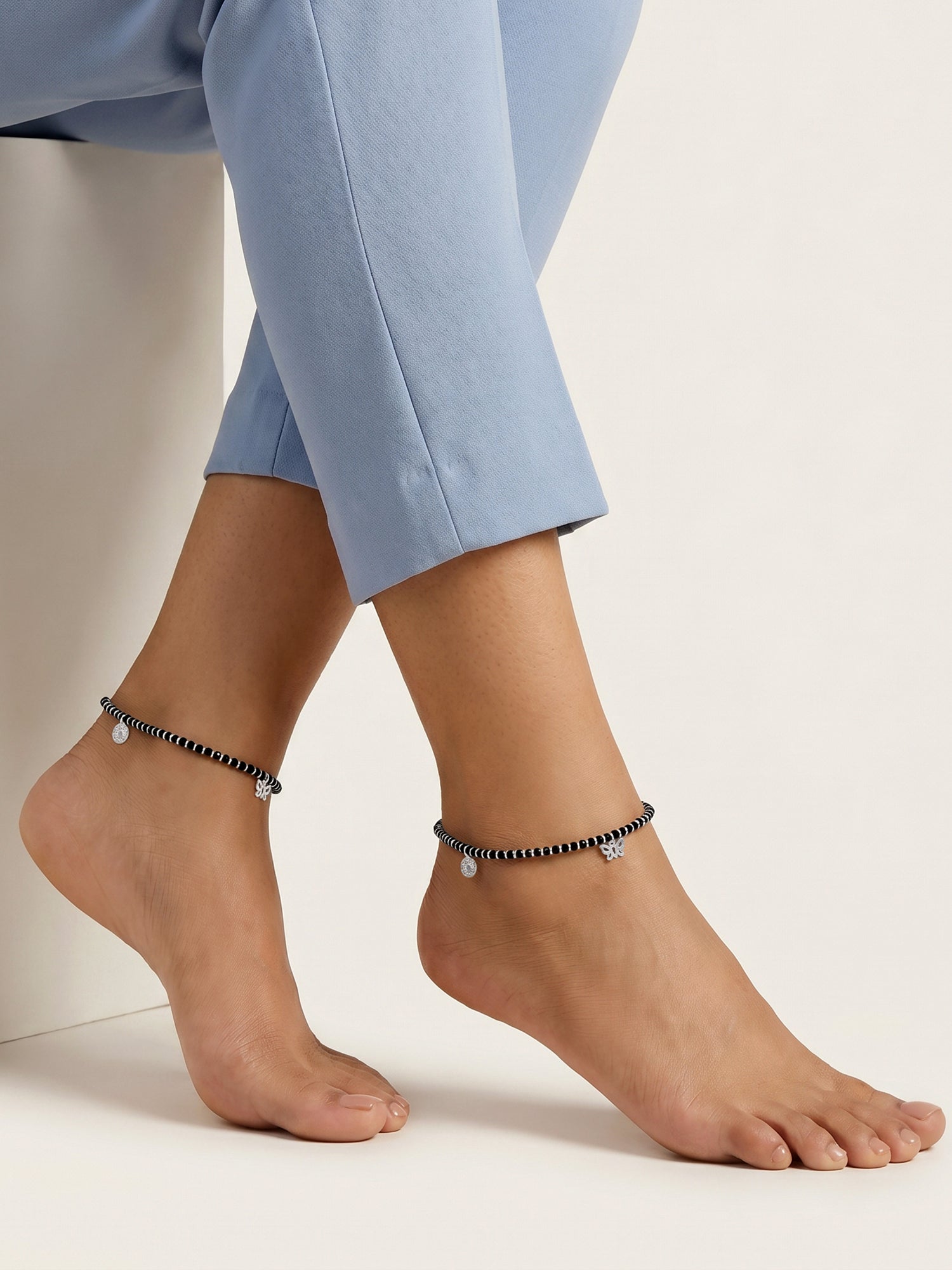 Silver Butterfly Charm Anklet
