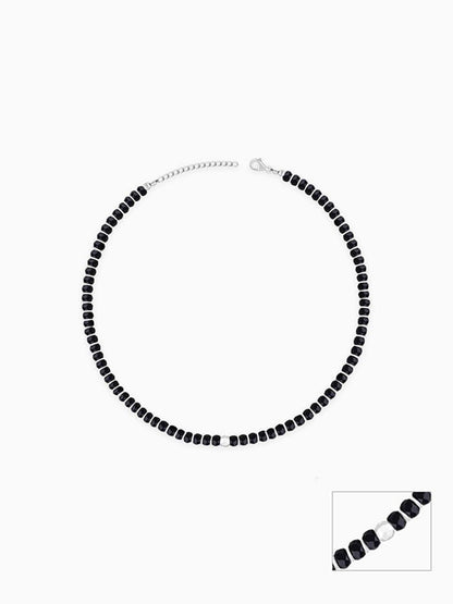 Silver Soul Spirit Black Bead Anklet