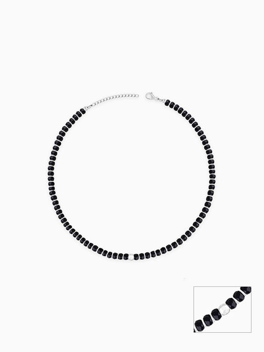 Silver Soul Spirit Black Bead Anklet