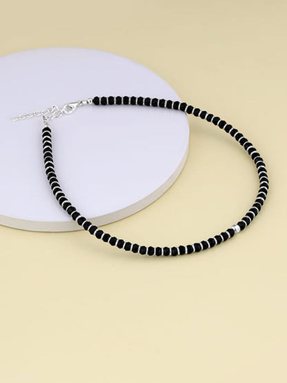 Silver Soul Spirit Black Bead Anklet