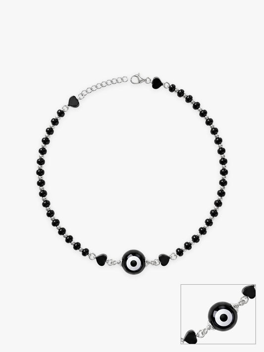 Silver Black Evil Eye Anklet