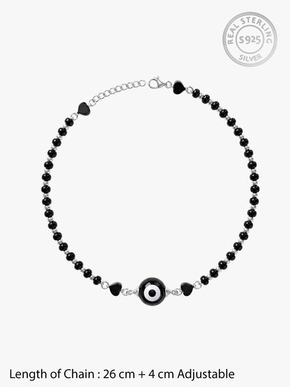 Silver Black Evil Eye Anklet