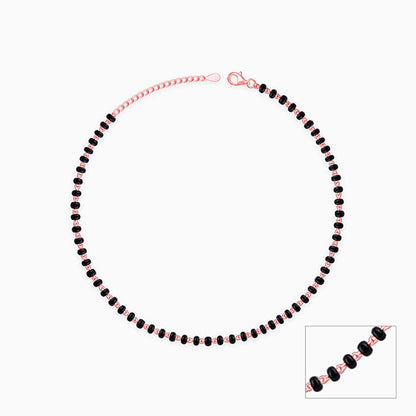 Rose Gold Classic Black Bead Anklet