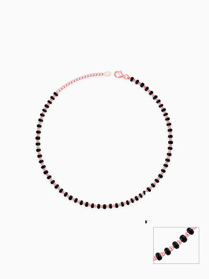 Rose Gold Classic Black Bead Anklet