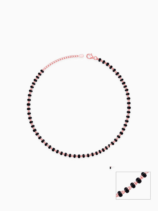 Rose Gold Classic Black Bead Anklet
