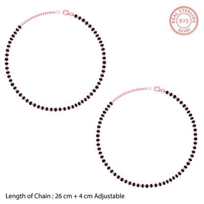 Rose Gold Classic Black Bead Anklet