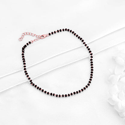 Rose Gold Classic Black Bead Anklet