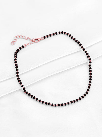 Rose Gold Classic Black Bead Anklet