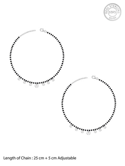 Silver Crystal Charm Anklet