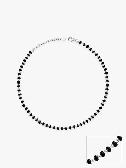 Silver Swaying Shadows Black Beads Anklet