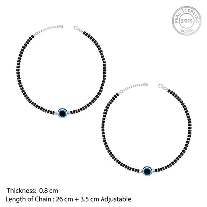 Silver Evil Eye Protection Anklet