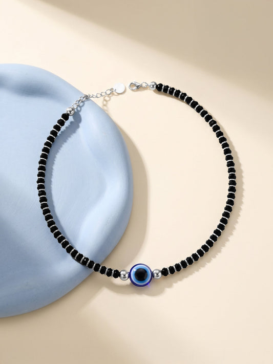 Silver Evil Eye Protection Anklet