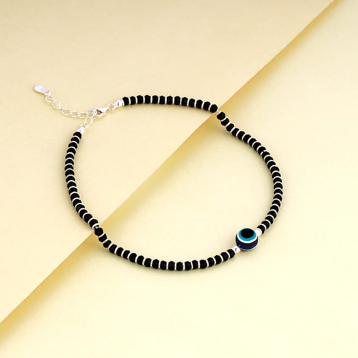Silver Evil Eye Protection Anklet GIVA Jewellery