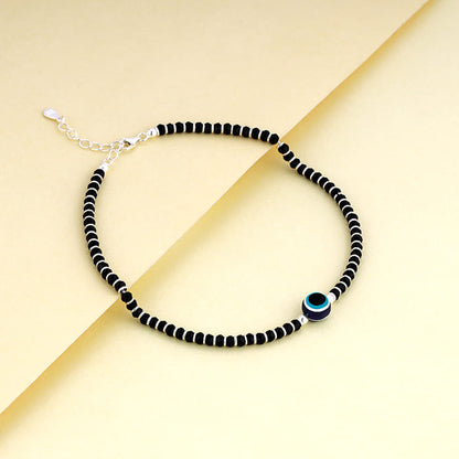 Silver Evil Eye Protection Anklet