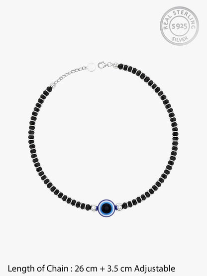 Silver Evil Eye Protection Anklet