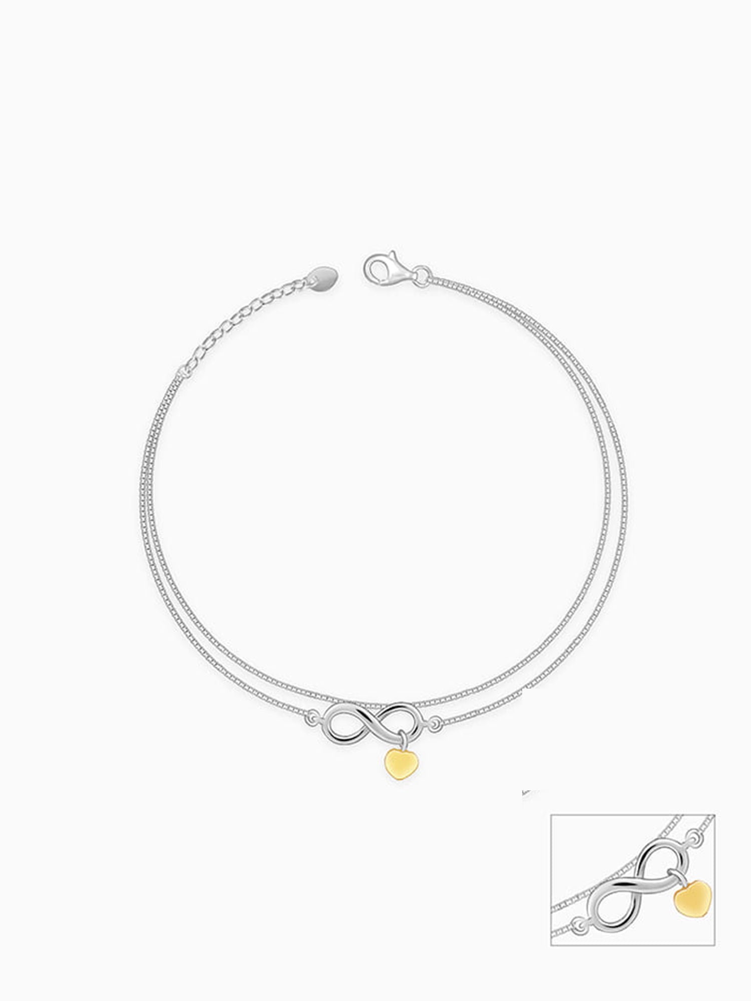 Silver Forever Heart Layered Anklet
