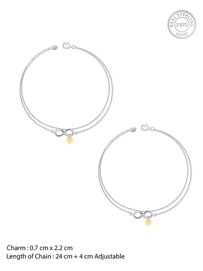 Silver Forever Heart Layered Anklet