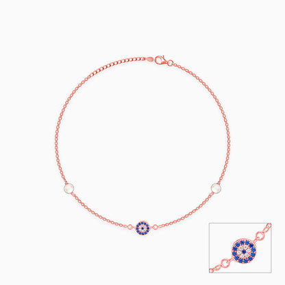 Rose Gold Evil Eye Pearl Anklet