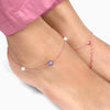 Rose Gold Evil Eye Pearl Anklet