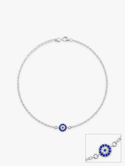 Silver Blue Evil Eye Anklet