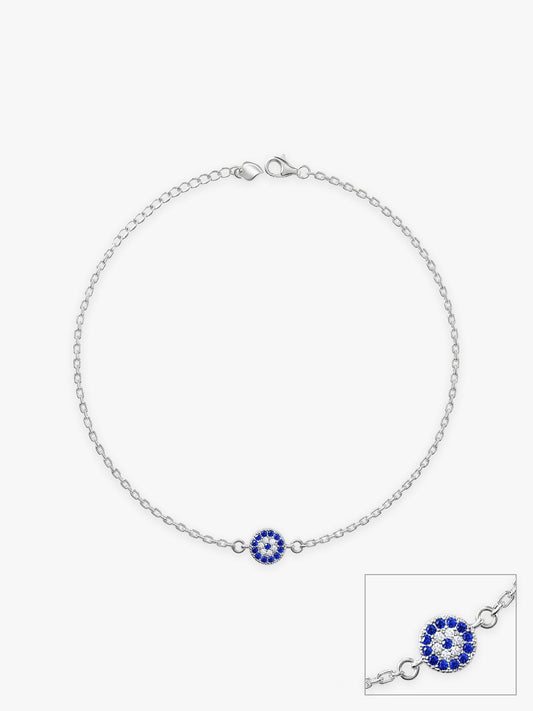 Silver Blue Evil Eye Anklet