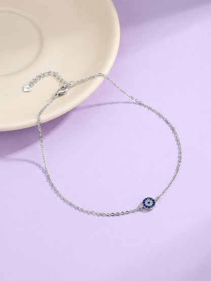 Silver Blue Evil Eye Anklet