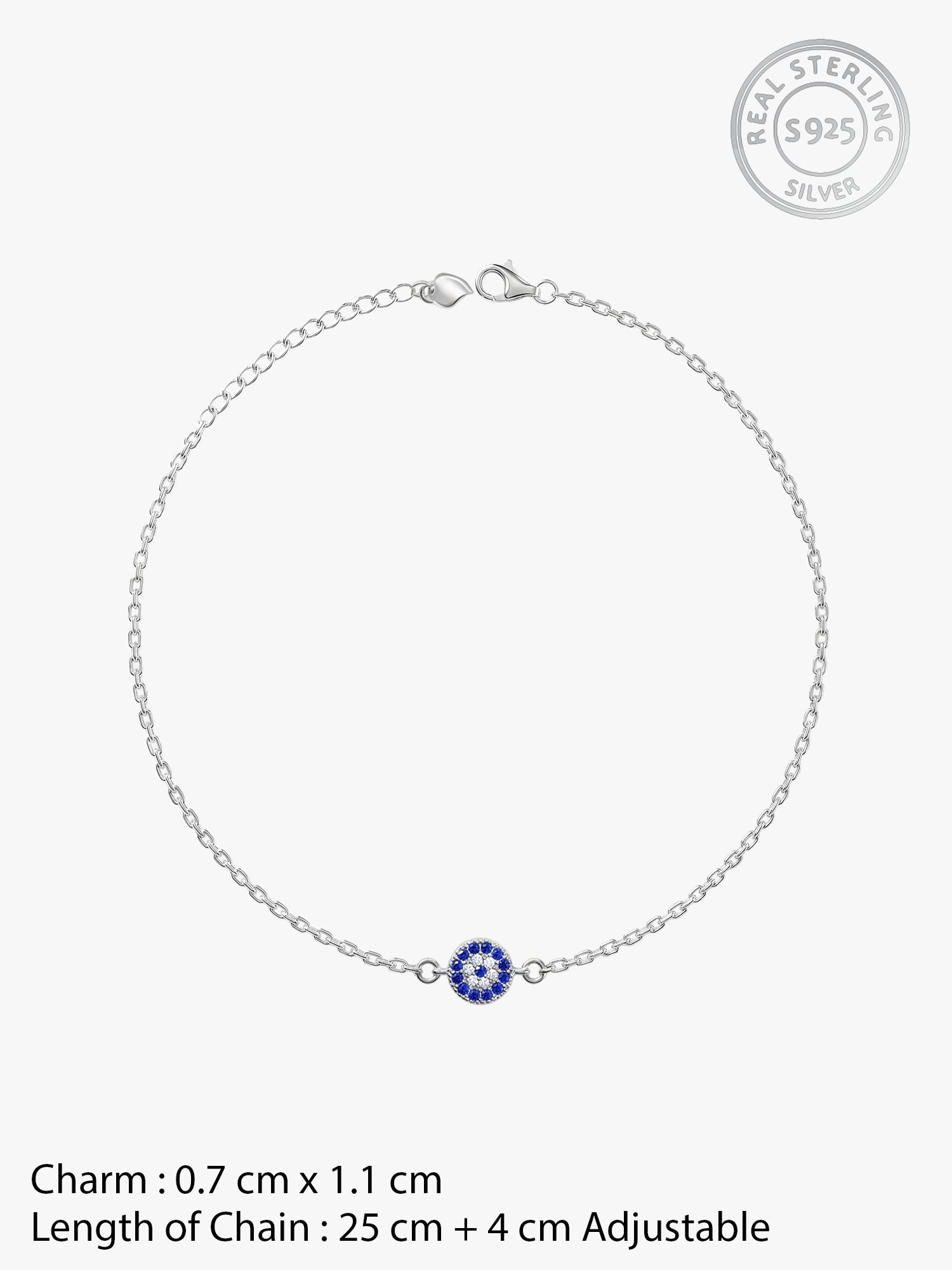Silver Blue Evil Eye Anklet