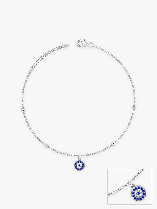 Silver Evil Eye Charm Anklet