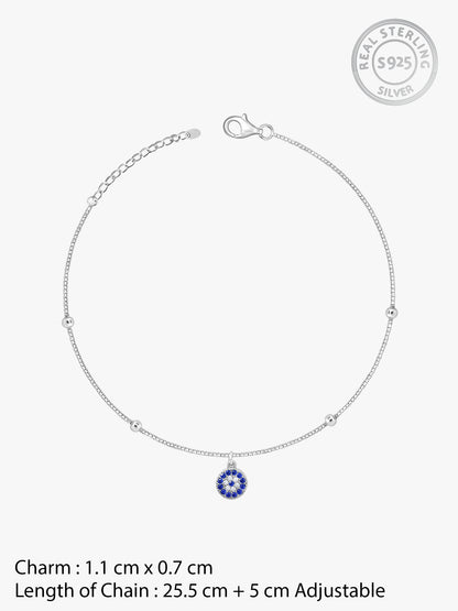 Silver Evil Eye Charm Anklet