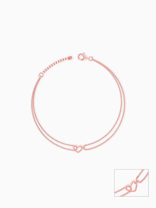 Rose Gold Follow Love Layered Anklet