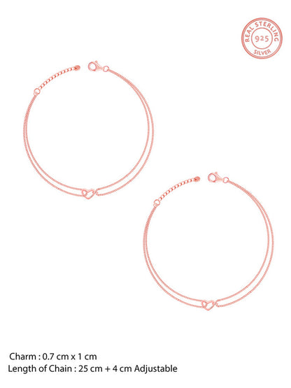 Rose Gold Follow Love Layered Anklet