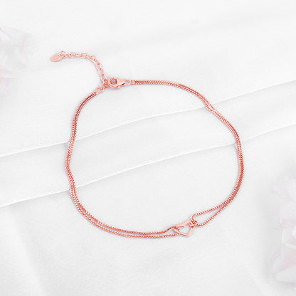 Rose Gold Follow Love Layered Anklet