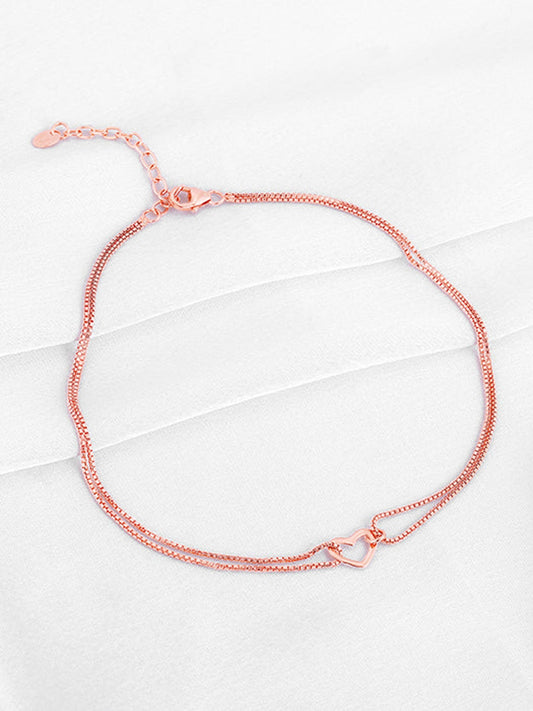 Rose Gold Follow Love Layered Anklet
