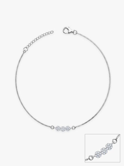 Silver Triple Flora Anklet