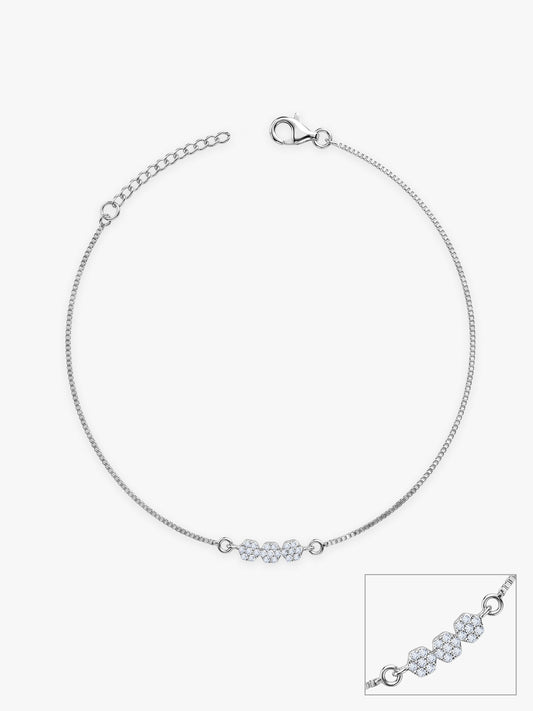 Silver Triple Flora Anklet