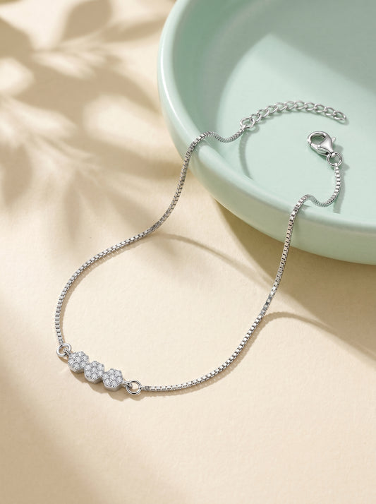 Silver Triple Flora Anklet
