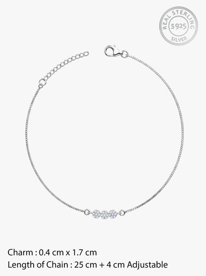Silver Triple Flora Anklet