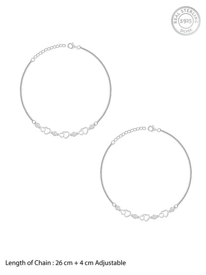 Silver Heart Anklet