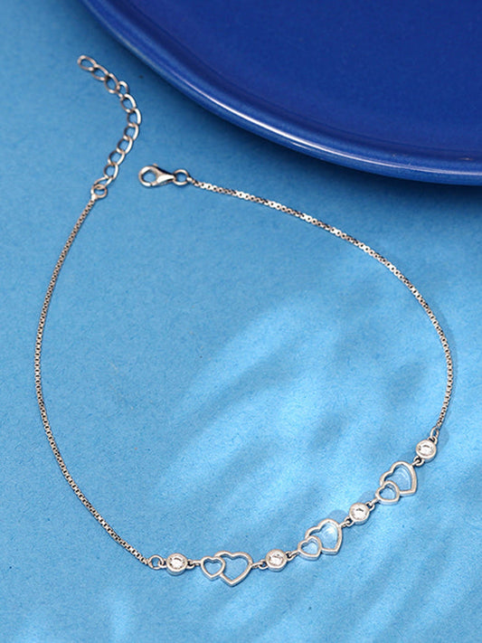 Silver Heart Anklet