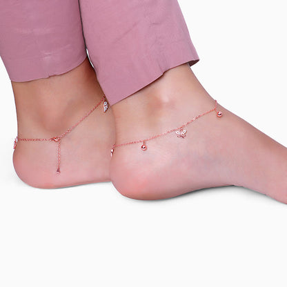 Rose Gold Butterfly Dance Anklet