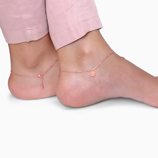 Rose Gold Bloom Charm Anklet