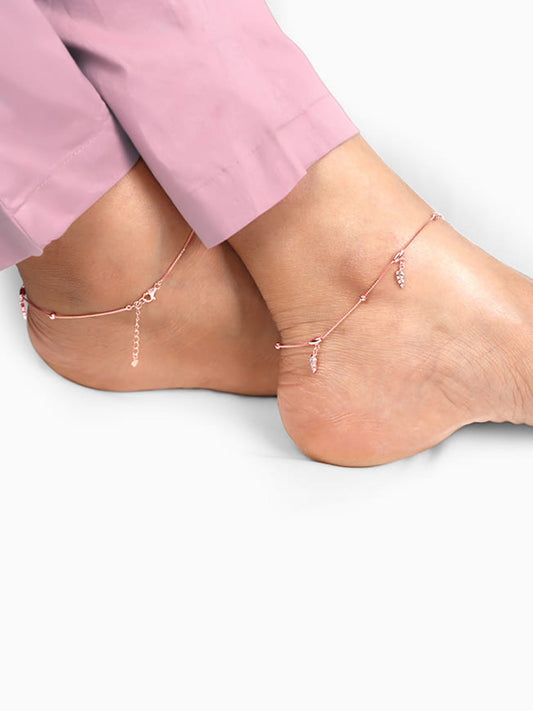 Rose Gold Delicate Leaf Anklet