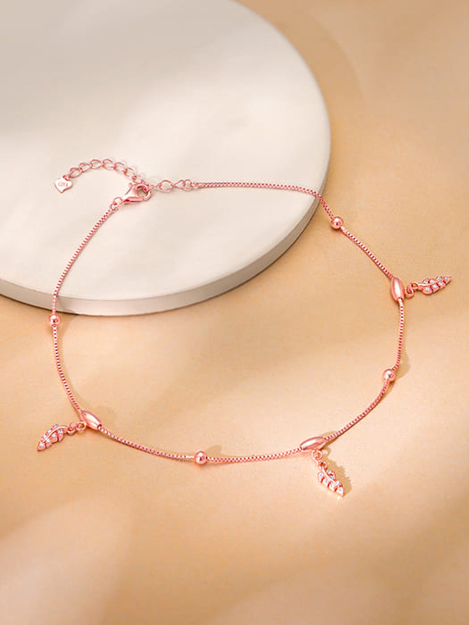 Rose Gold Delicate Leaf Anklet