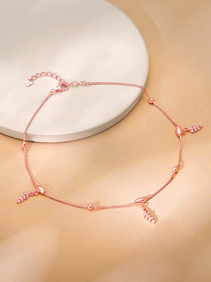 Rose Gold Delicate Leaf Anklet