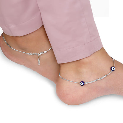 Silver Nazar Na Lage Anklet