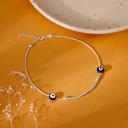 Silver Nazar Na Lage Anklet