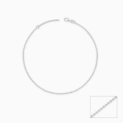 Silver Classic Beaded Anklet