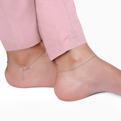 Silver Classic Beaded Anklet